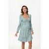 A heart-shaped collar long sleeved printed short maternity dress with leopard green print (print) Leopard green print_L - 2 of 4