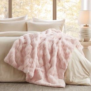 Gulches Faux Fur Throw - Basketweave Texture, Crystal Velvet Reverse, Machine Washable - 1 of 4