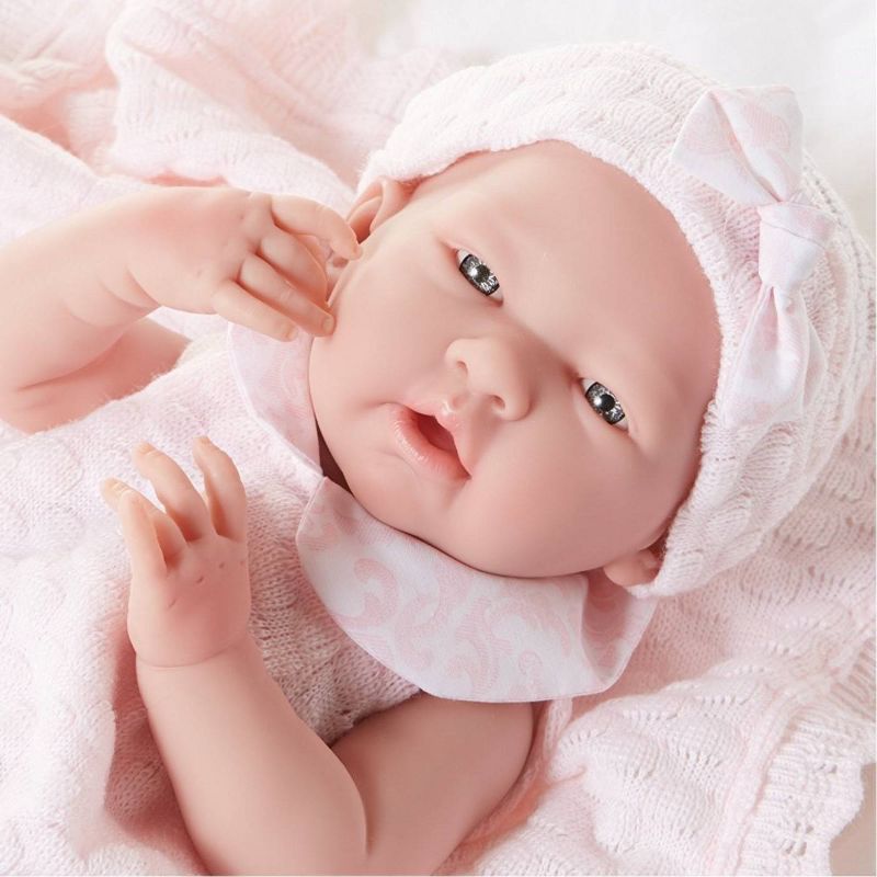 JC Toys La Newborn 15&#34; Girl Doll - Pretty in Pink Knit Blanket Set, 5 of 10