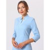 Hobemty Women's Business Stand Collar Zipper Neck 3/4 Sleeve Pencil Dresses - 4 of 4
