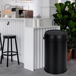 GAOMON 65L/17Gal Heavy Duty Brushed Stainless Steel Outdoor Trash Can, Large Kitchen Round Swing Top - 1 of 4