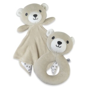 Honest Baby Bear Lovey and Rattle BEARY CUTE Gift Set - 1 of 4