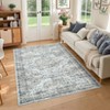 Washable Vintage  Medallion Rug Non Slip Low Pile Rug Soft RetroThrow Floor Cover Foldable Indoor Carpet for Living Room Bedroom Playroom Nursery - 3 of 4