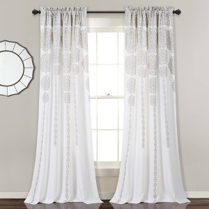 Set of 2 Striped Medallion Light Filtering Window Curtain Panels - Lush Décor - 1 of 4