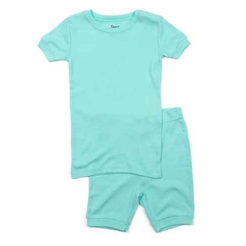 Leveret Kids Two Piece Cotton Short Pajamas Solid Aqua 3 Year : Target