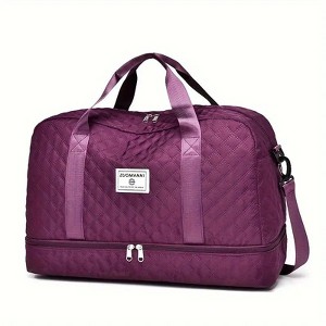 Luupatchy Three-Dimensional Diamond Patterned Travel Bag, Dry Wet Separation , For Travel, Fitness Yoga, Weekend Tote Overnight Bag,Deek Purple - 1 of 4