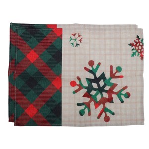 Unique Bargains Christmas Place Mats Linen Red Green Beige White 13"x17.7" 2 Pcs - 1 of 4