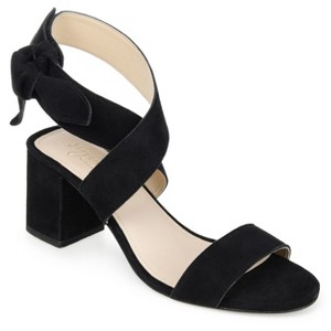 Journee Signature Womens Genuine Leather Hether Hook and Loop Block Heel Sandals - 1 of 4