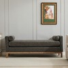 Upholstered Ottoman Bench Entryway Bench with 2 Bolster Pillows, Ivory/Gray/Brown/Black, Boucle/PU-ModernLuxe - 3 of 4