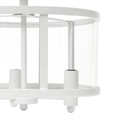 13" White Glass and Metal Semi-Flushmount Ceiling Light