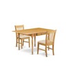 East West Furniture PSNA3-SBR-C 3 PcRectangular Kitchen Table having 12in Leaf and 2Fabric Dinette Chairs in Saddle Brown . - 2 of 3