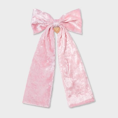 Girls' Heart Charm Velvet Bow - art class™ Pink