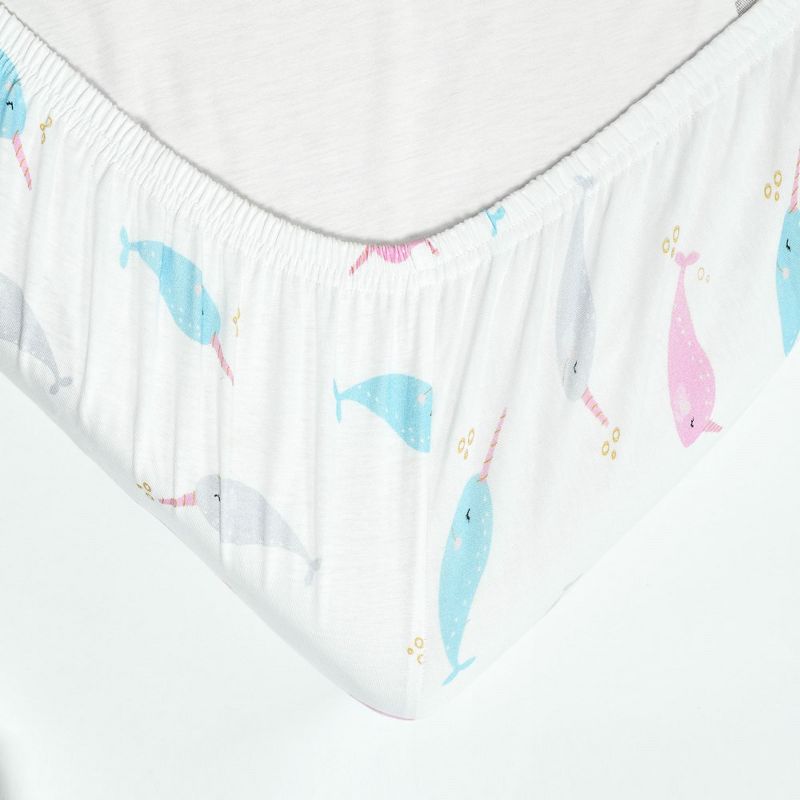 Narwhal Organic Cotton Fitted Crib Sheet Multi Single 28x52x9, 3 of 4