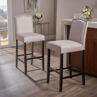 TOAOTBNBOB Upholstered Barstools Set of 2, Modern Bar Chair with Backrests, Kitchen Island Bar Stools with Wood Legs