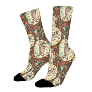 Cute Raccoon Women Printed Crew Socks Funny Funky Socks Soft Polyester Novelty Gifts for Artists Men - 1 of 1