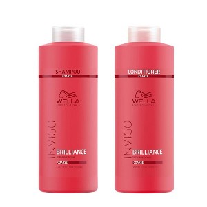 Wella Invigo Brilliance Shampoo & Conditioner for Coarse Hair (33.8 oz XXL DUO SET KIT) |  Color Protection | Color Vibrancy | LITERs - 1 of 4