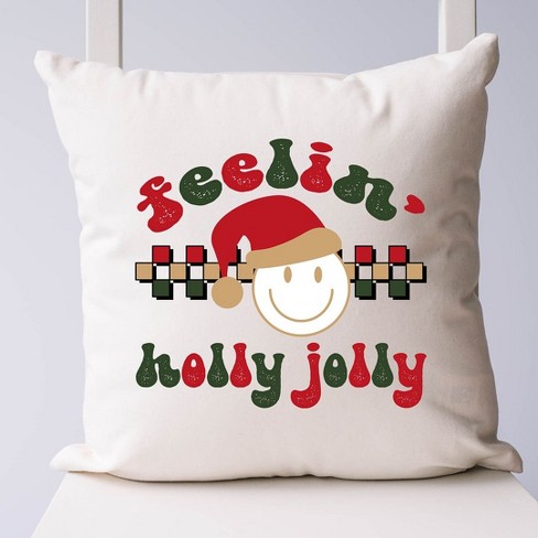 City Creek Prints Feelin Holly Jolly Canvas Pillow Cover Natural