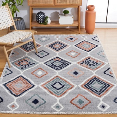 Gray and Blue Rust Synthetic Flat Woven 8' x 10' Area Rug