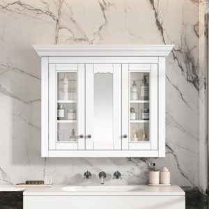 Grungis Wall Mounted Bathroom Storage Cabinet,Medicine Cabinet with Mirror and  Shelves,Storage Cabinet for Bathroom,White - 1 of 4