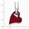 Black Bow Jewelry Stainless Steel and Red Crystal Heart Necklace - 20 Inch - 2 of 4