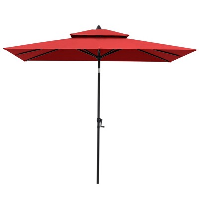 Pellebant 9 x 5 FT Double Top Patio Outdoor Market Umbrella