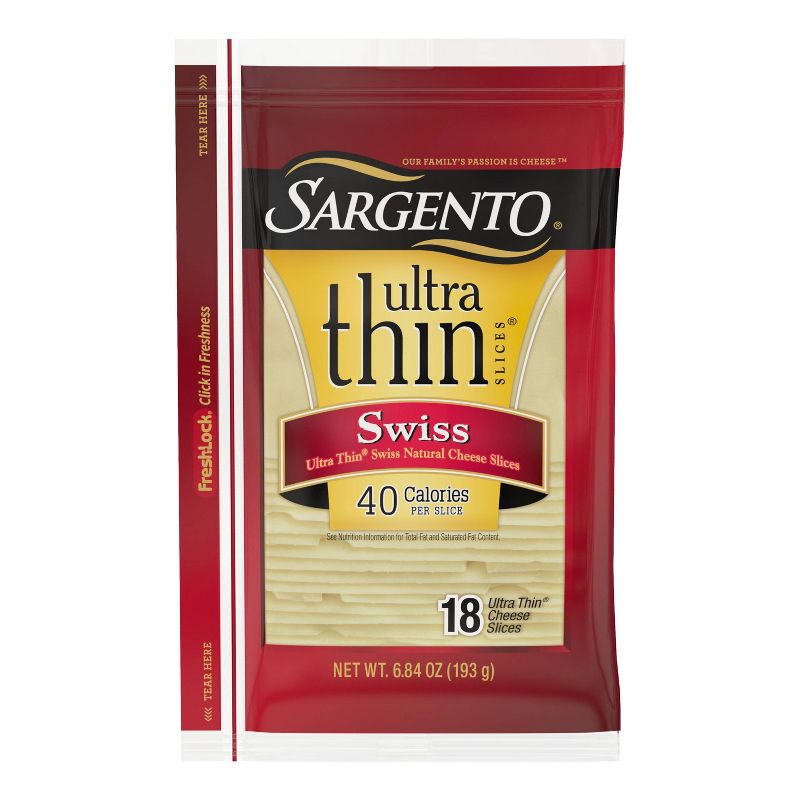 Sargento Ultra Thin Natural Swiss Cheese Slices - 6.84oz/18 slices, 1 of 11