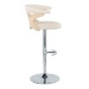 LumiSource Set of 2 Gardenia Adjustable Barstools Chrome Metal/Natural Wood/Cream PU - 3 of 4
