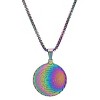 Steeltime stainless steel Our Father english prayer round pendant. Color Options: Silver, Gold, Rose Gold, Multi - 2 of 4