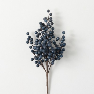 Artificial Blueberry Stem Blue 18"H