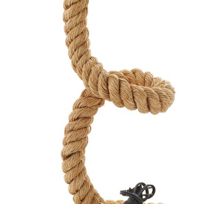 Brown Jute Rope Styled Abstract Desk Lamp with Empire Shade