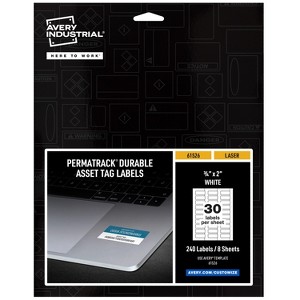 Avery PermaTrack Durable White Asset Tag Labels, 3/4" x 2", 240 Asset Tags (61526) - 1 of 4