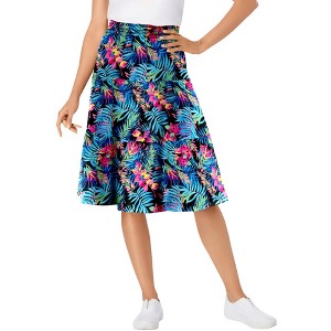 Woman Within Plus Size Elastic-Waist Knit Tiered Skirt - 1 of 4