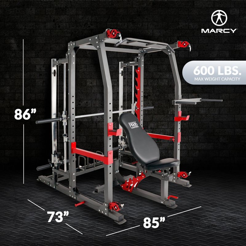 Marcy Pro Smith Machine Weight Bench Home Gym Total Body Workout Training System, 3 of 7