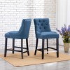WestinTrends 24" Linen Tufted Buttons Upholstered Wingback Counter Stool (Set of 2) - 2 of 4