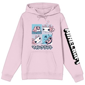 Minecraft Axolotl Long Sleeve Cradle Pink Adult Hooded Sweatshirt - 1 of 3