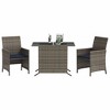 vidaXL 3 Piece Bistro Set with Cushions Gray Poly Rattan - 3 of 4