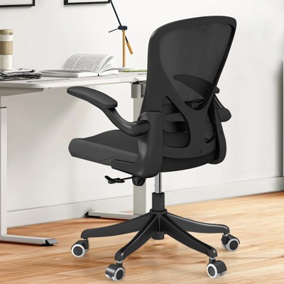 Sevobal Task And Office Chairs Ergonomic Office Chair, Lumbar Support And Flip Up Arms, Adjustable Height No Headrest, Black, 25.2"*20.7"*42.5"