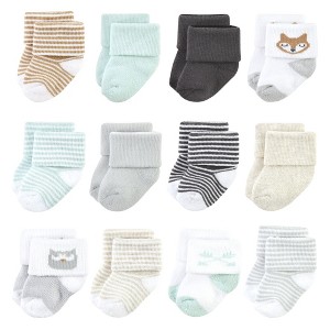 Luvable Friends Unisex Baby Newborn and Baby Terry Socks, Owl - 1 of 4