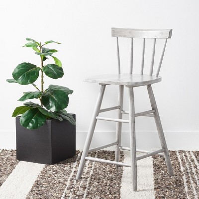 Tally Gray Wood Windsor Counter Stool