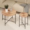 FONTOI End Table Two Piece Coffee Table Distressed Cylindrical Design Modern Rustic Furniture for Living Room, Natural Wood, 31.4"*31.4"*18.9" - 4 of 4