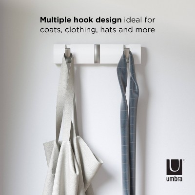 White and Nickel 3-Hook Wall Mounted Coat Rack