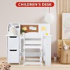 Kids Desk and Chair Set, Small Children Study Table and Chair Set with Storage Cabinets, Corkboard & Side Open Shelves - 3 of 4