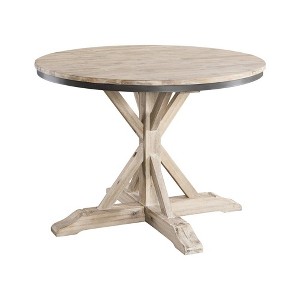 FurniFact,Round Beach Dining Table with Acacia Wood and Metal Base for Kitchens - 1 of 4