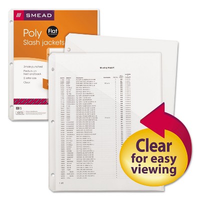 Smead Organized Up Poly Slash Jackets Letter Polypropylene Clear 5/Pack 89506