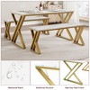 Kitchen Dining Set with Benches, 44.8" Kitchen Table Set for 4, Sturdy Metal Kitchen Table Set with X Metal Frame - 3 of 4
