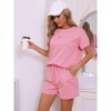 cheibear Women's Short Sleeve Tops and Shorts with Pockets Lounge Pajama Sets - 2 of 4