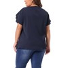 Agnes Orinda Women's Plus Size Elegant Pleated Petal Tulip Short Sleeve Office Work Summer Blouses - 4 of 4