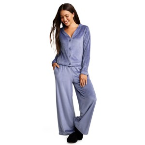 Jockey Women's Velour Button Top and Wide Leg Pant Sleep Set - 1 of 4