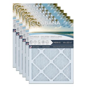 Cabana Air Filters 6 Pack Home HVAC Furnace Air Filters, Capture Unwanted Particles with Pleated Design, MERV 8, 14 x 20 x 1, White - 1 of 4