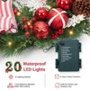 4 in Artificial Pre-Lit Christmas Wreath, Xmas Wreath with Striped Bows, 20 LED Lights, Battery Operated - 3 of 4